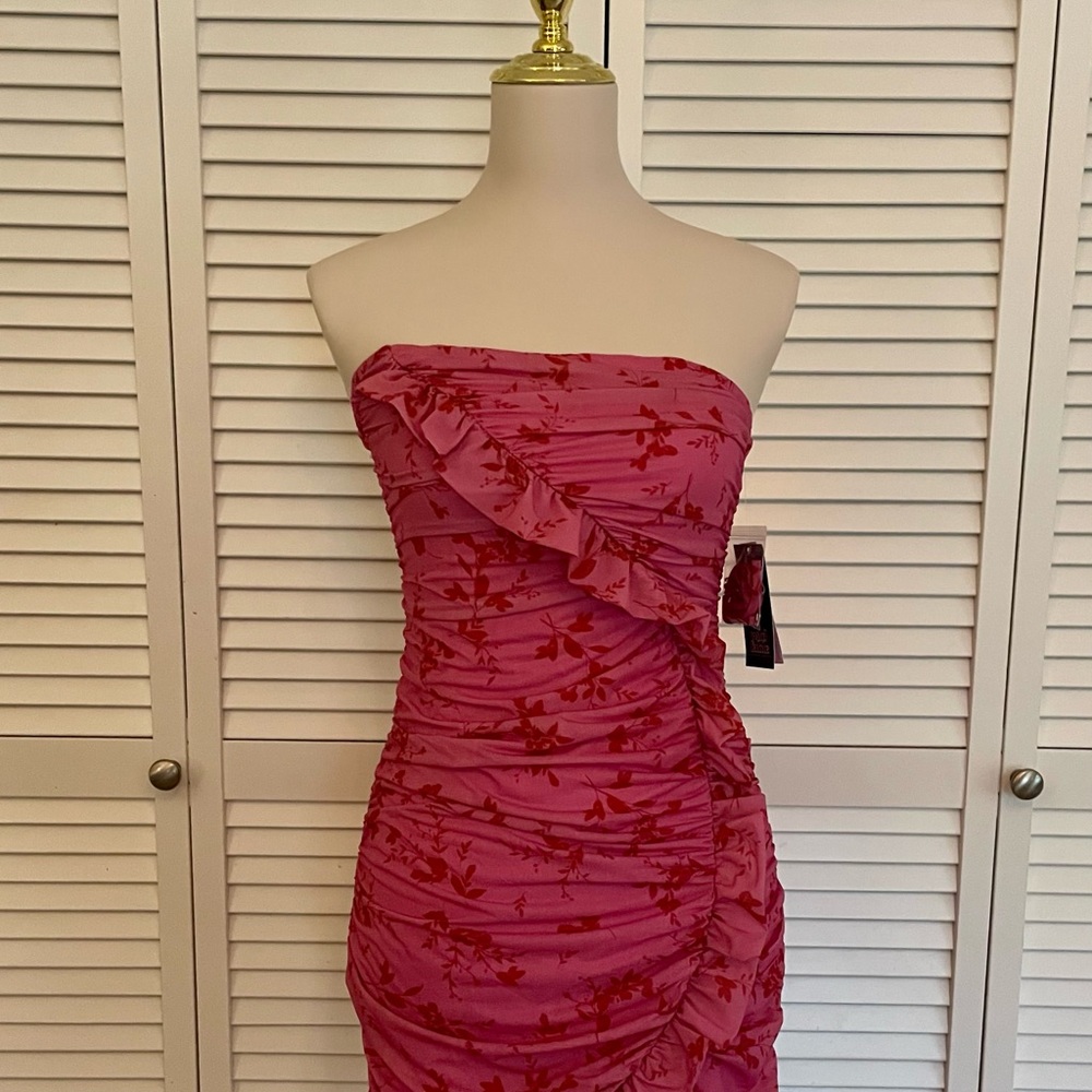 Wild Fable Pink Strapless Floral Dress